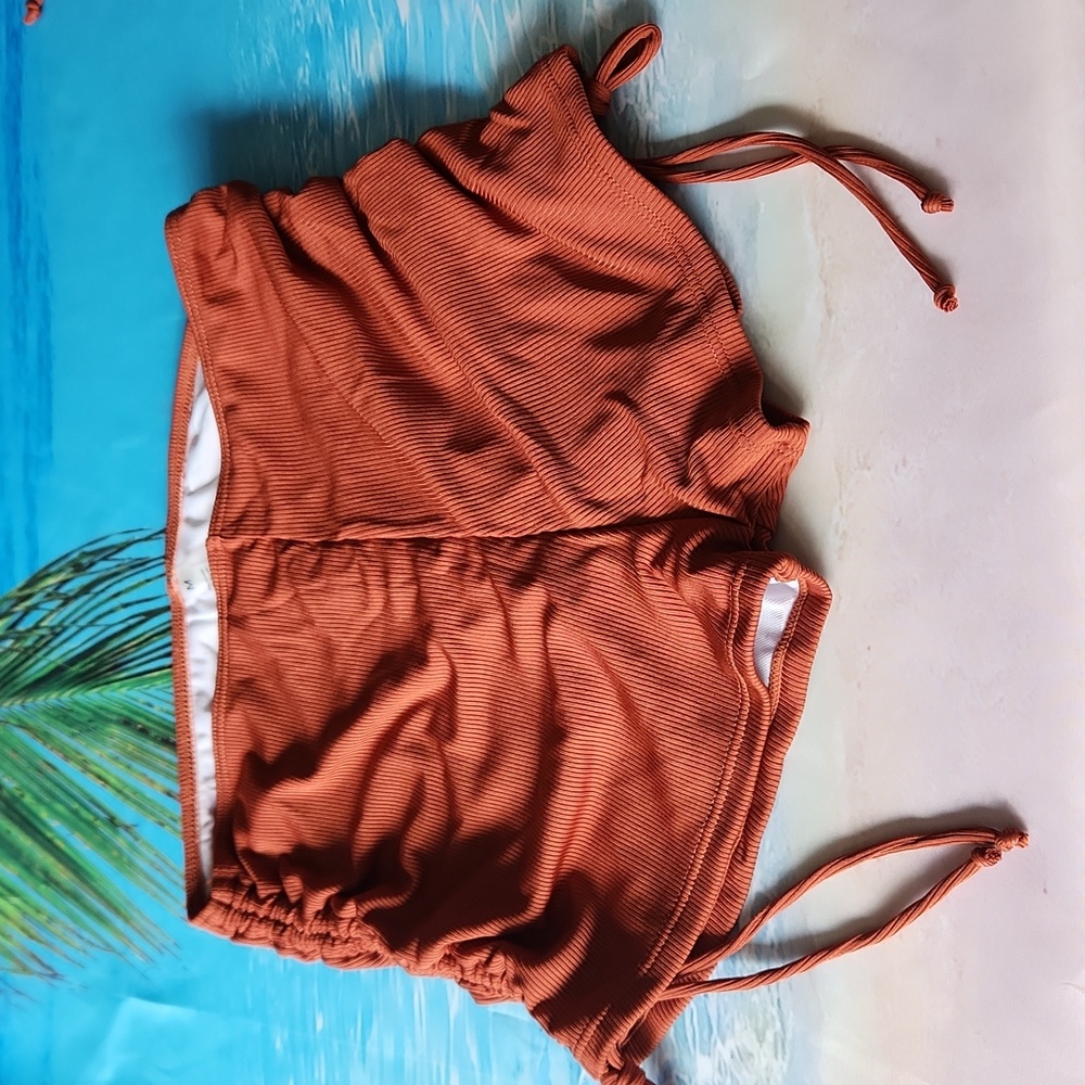 SUCREFAS Rust Ribbed Halter Bikini Set - Picture 5 of 6